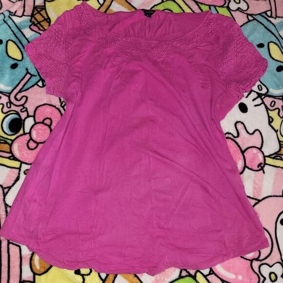 Size Medium Stretchy Cotton Spandex Cute Ann Taylor LOFT Women's Pink  T-Shirt - Picture 2 of 8